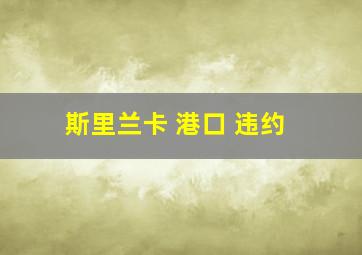 斯里兰卡 港口 违约